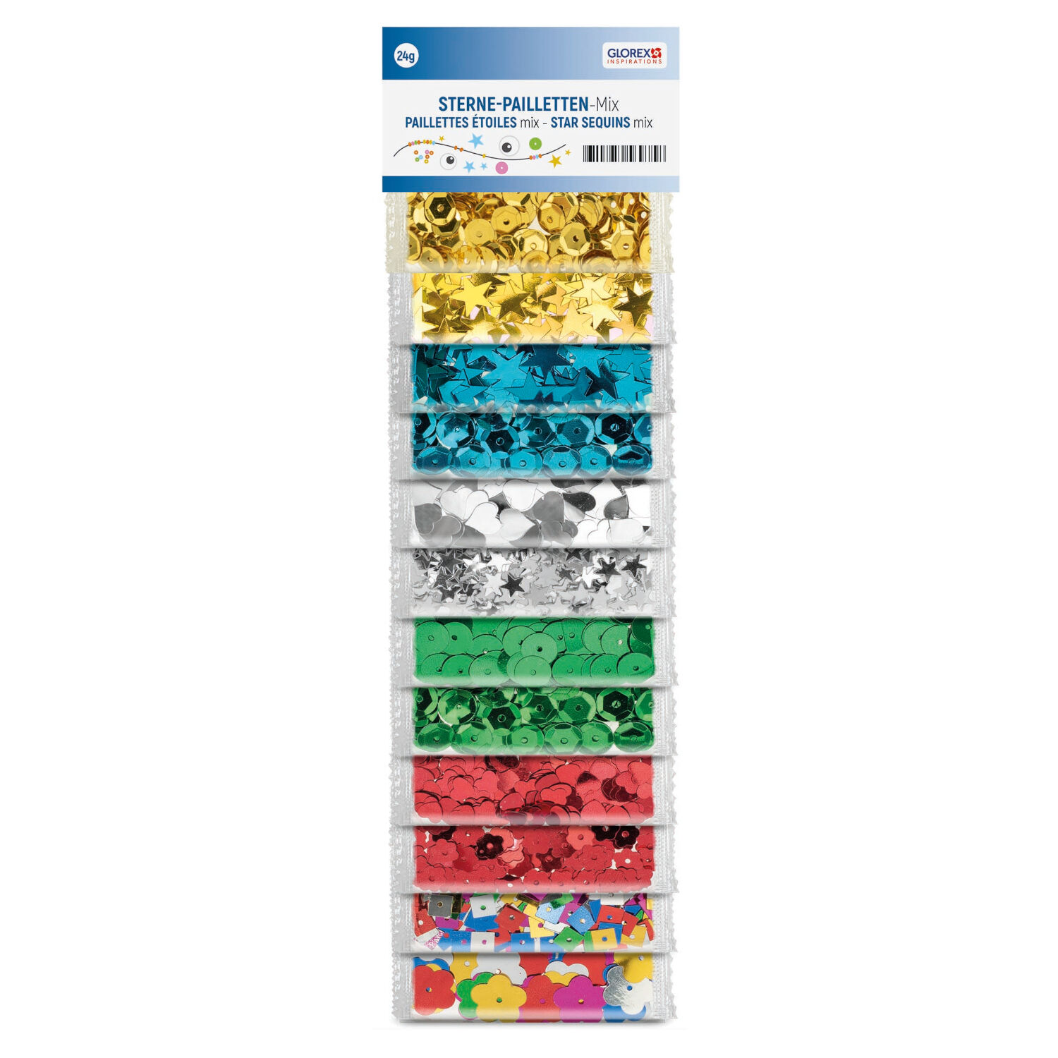NEU Pailletten-Mix, 24 g, sortiert bunt in 12 Farben