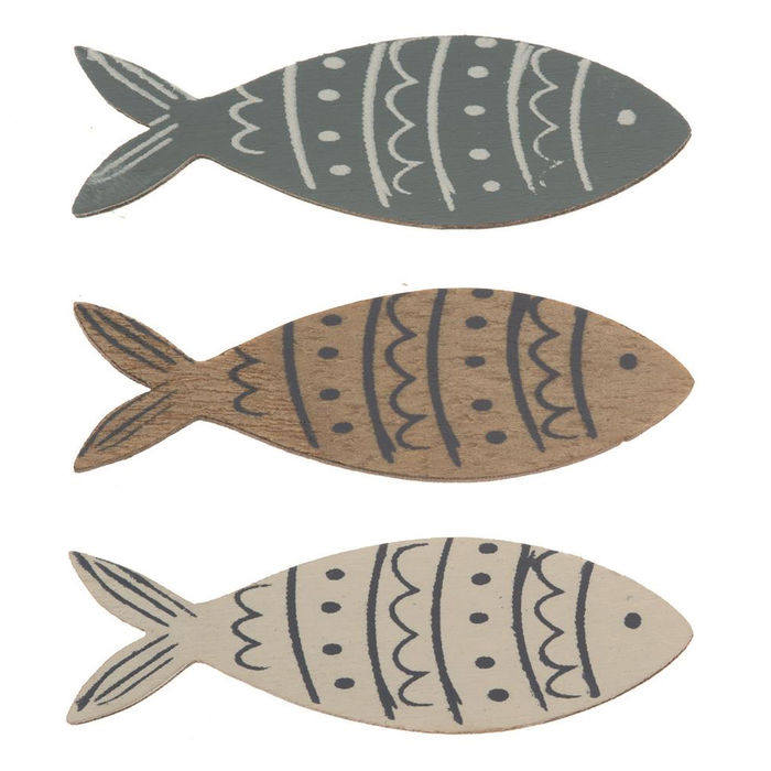 SALE Holz- Fische, 9 Stück, 5x1,6cm, sortiert