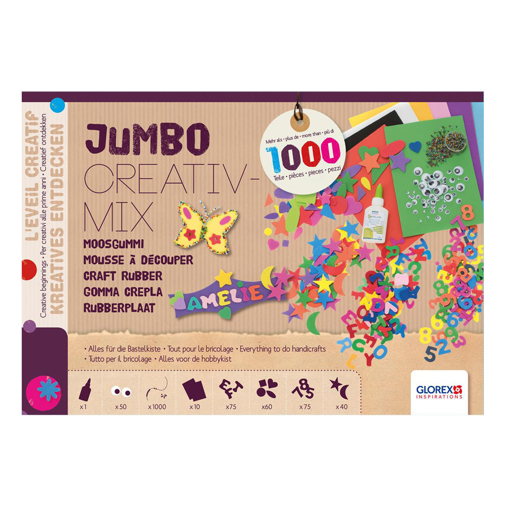 Glorex Set Jumbo Moosgummi / Schaumstoff Mix für vielfältige Bastelarbeiten  - Moosgummi PREISHIT Basismaterial Produkte 