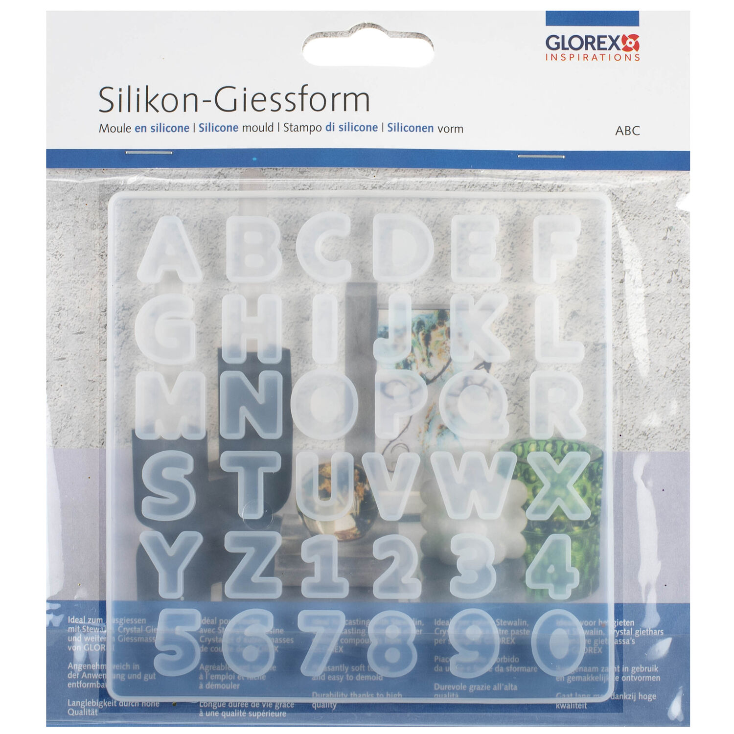 NEU Silikon-Giessform ABC, 13,3x13,5cm