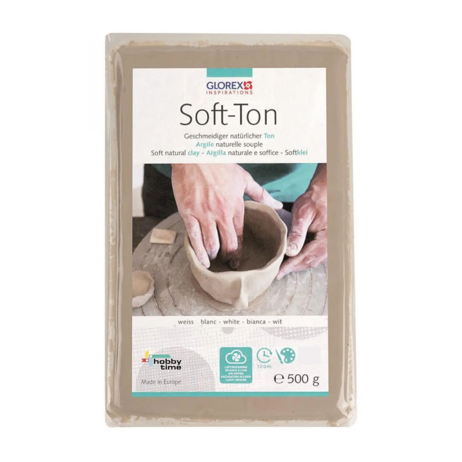 Glorex Hobby Time Soft-Ton lufttrocknend, 500g, wei