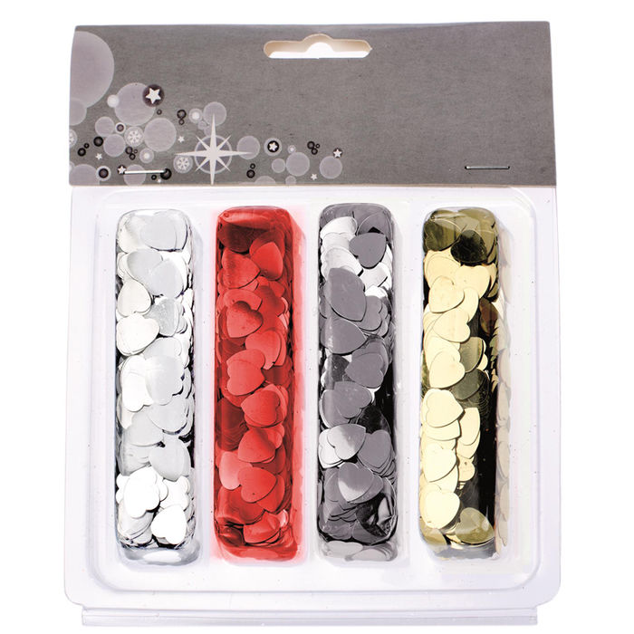 SALE Glorex Pailletten Streu, Herzen, 4-farbig