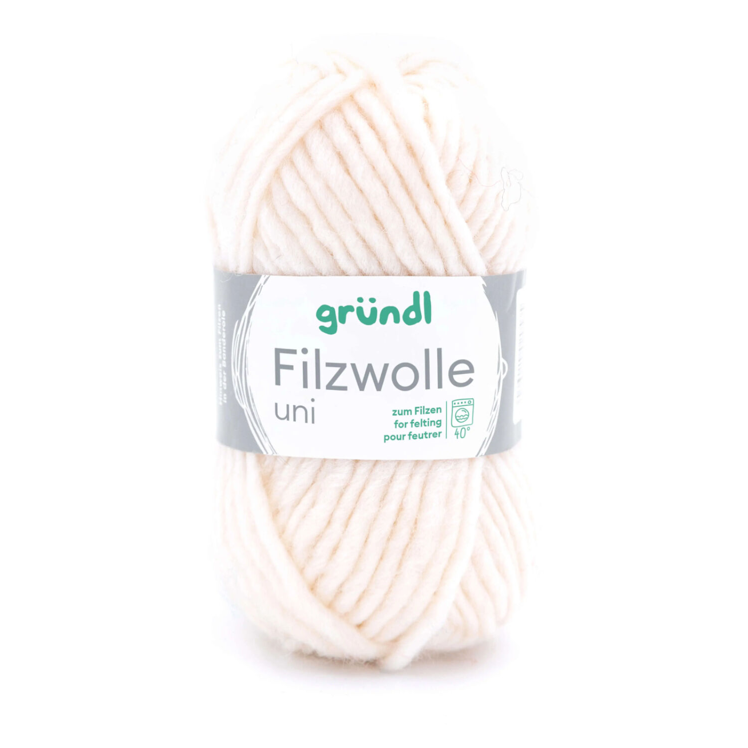 Filzwolle Uni, 100% Schurwolle, Oeko-Tex-Standard, 50g, 50m, Farbe 01, Wei