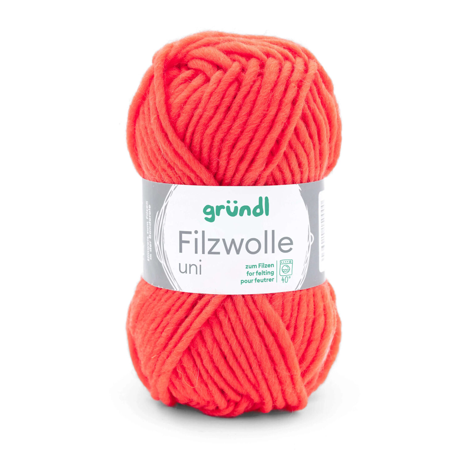 SALE Filzwolle Uni, 100% Schurwolle, Oeko-Tex-Standard, 50g, 50m, Farbe 61, Orange