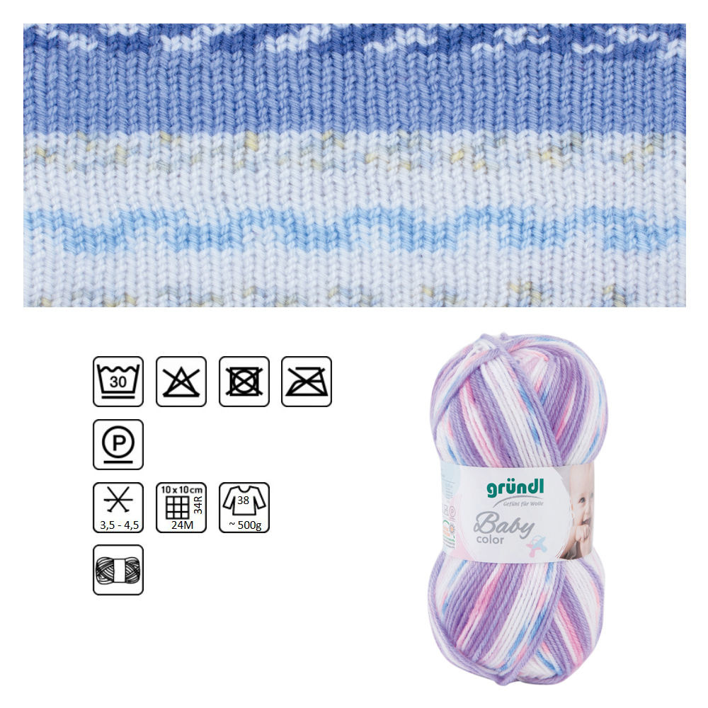 Strickgarn Baby color, Oeko-Tex Standard, 50g, 150m, Farbe 05, blau multicolor