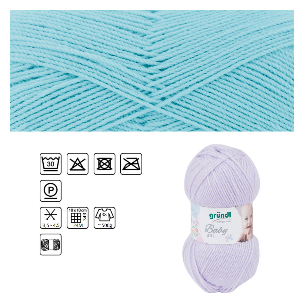 Strickgarn Baby uni, Oeko-Tex Standard, 50g, 150m, Farbe 05, pastelltrkis