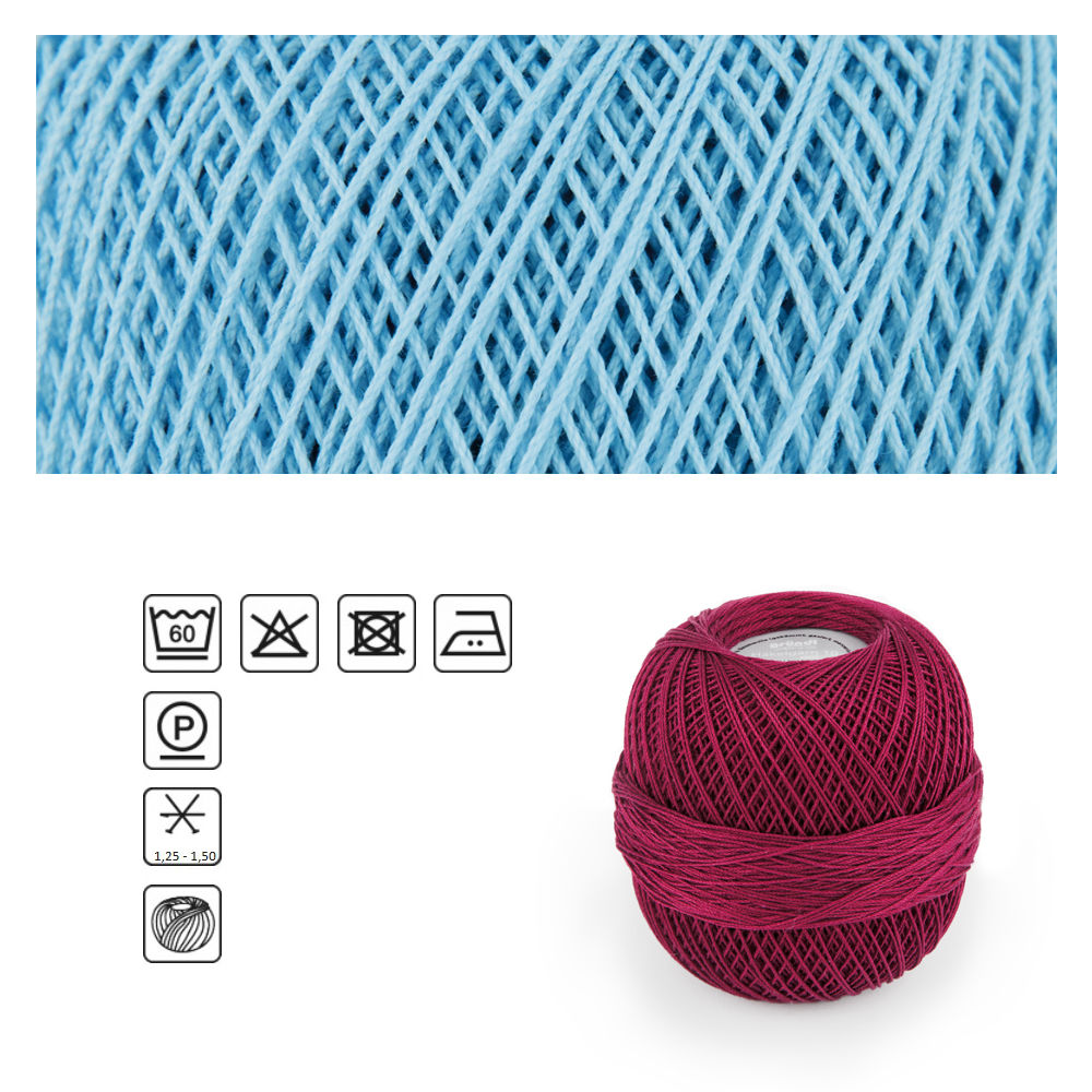 Hkel-und Strickgarn 10, 100% Baumwolle, Oeko-Tex-Standard, 50g, 280m, Farbe 11, Oceanblau