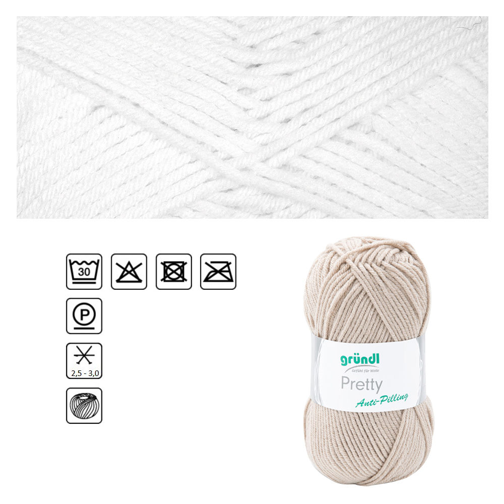 SALE Strickgarn Pretty, 100% Polyacryl, Oeko-Tex Standard, 100g, 166m, Farbe 01, Wei