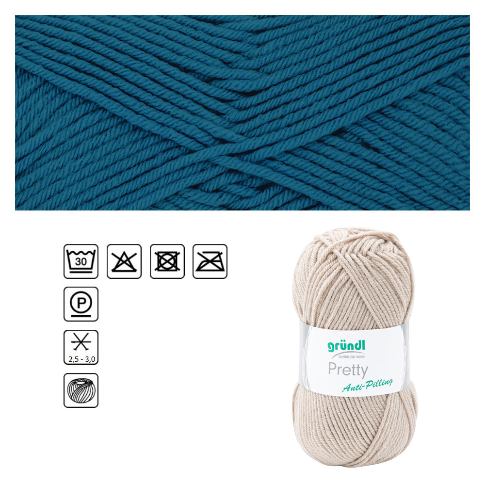 Strickgarn Pretty, 100% Polyacryl, Oeko-Tex Standard, 100g, 166m, Farbe 10, Petrol