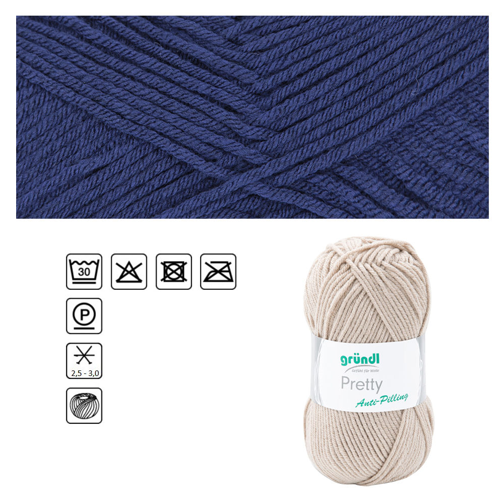 Strickgarn Pretty, 100% Polyacryl, Oeko-Tex Standard, 100g, 166m, Farbe 11, Marine