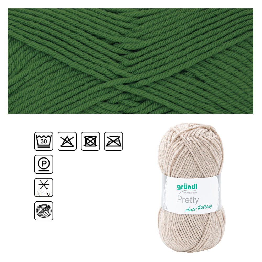 Strickgarn Pretty, 100% Polyacryl, Oeko-Tex Standard, 100g, 166m, Farbe 15, Moos