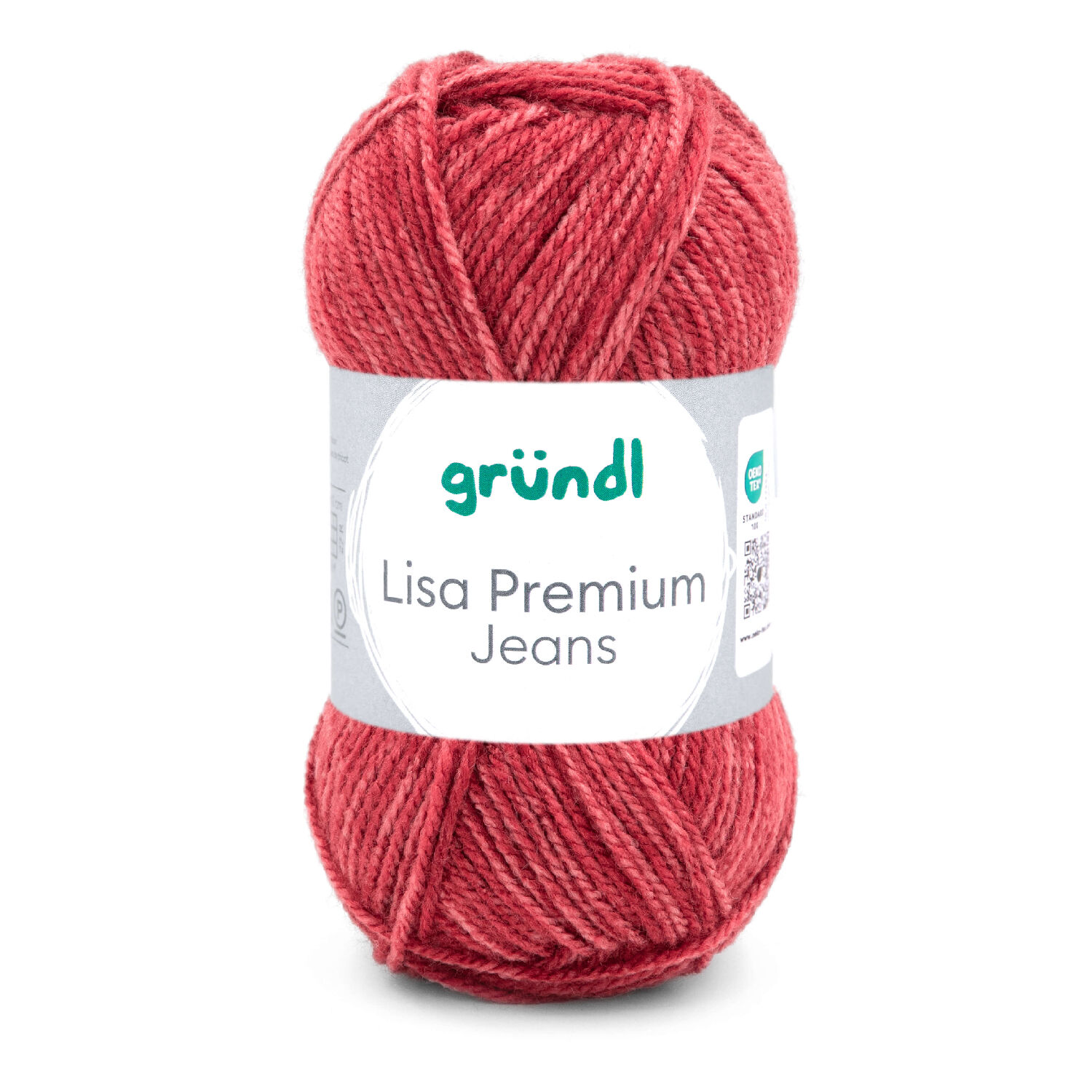 Strickgarn Lisa Jeans, 100% Polyacryl, Oeko-Tex Standard, 50g, 133m, Farbe 03, orientrot meliert