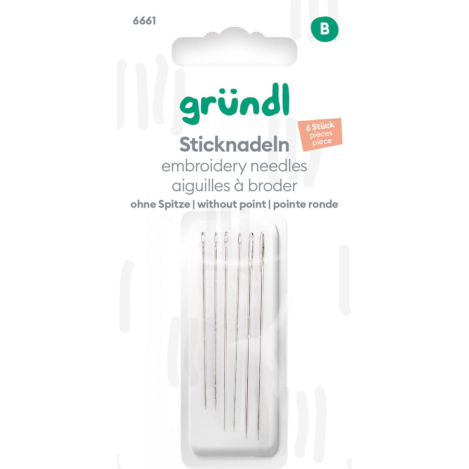 Sticknadeln ohne Spitze, 6 Stck