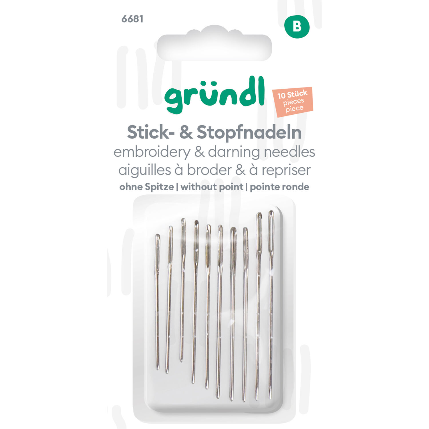 Stick- und Stopfnadeln ohne Spitze, 10 Stck