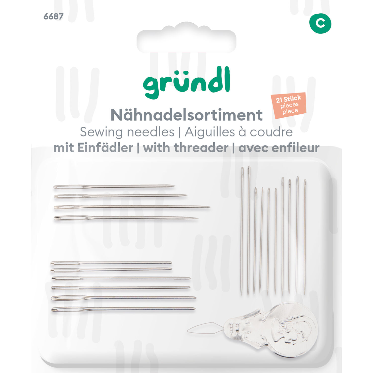 Nhnadelsortiment mit Einfdler, 21-teilig