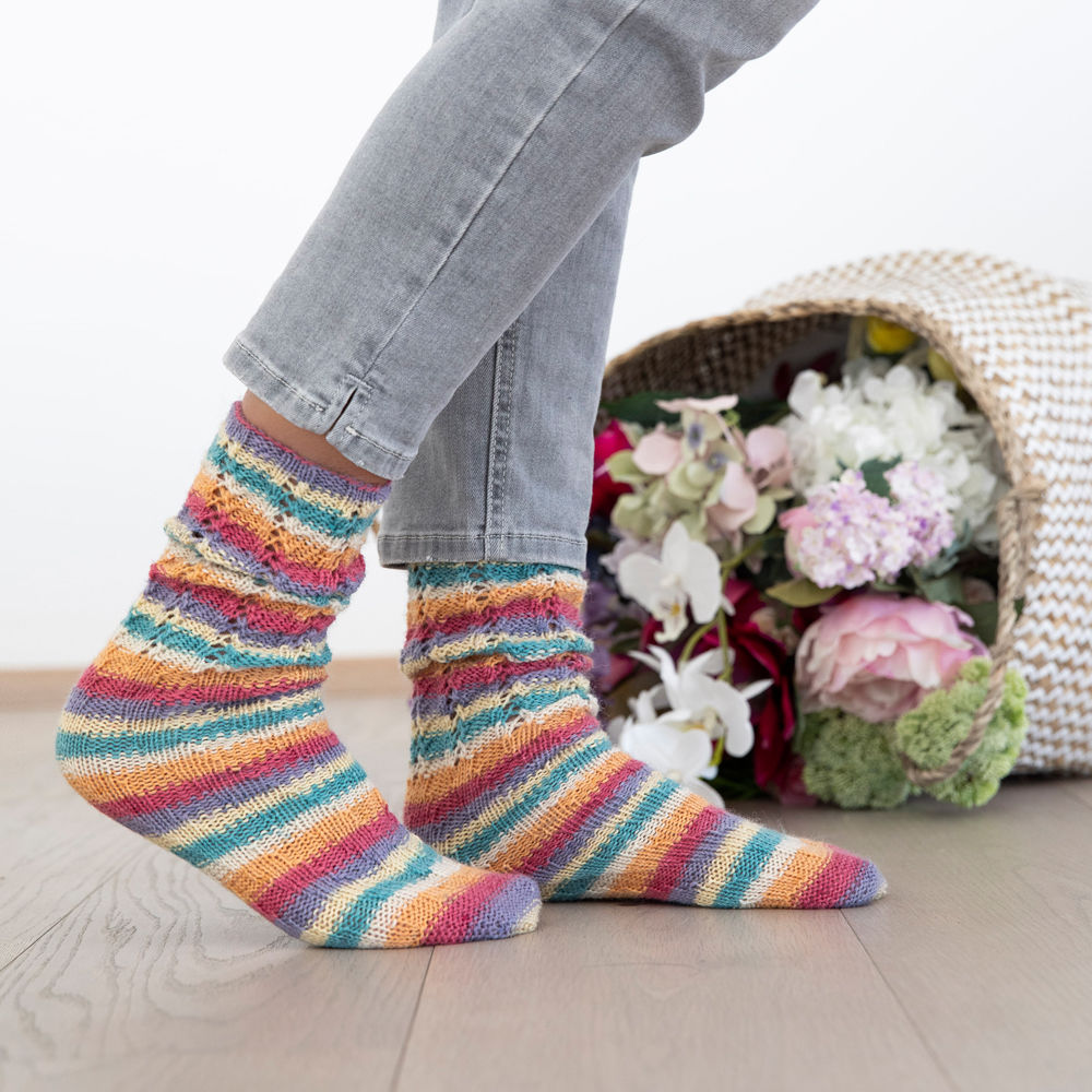 Strumpfwolle Hot Socks color, 75% Schurwolle, 25% Polyamid, Oeko-Tex Standard, 50g, 210m, Farbe 417, carnival Bild 3
