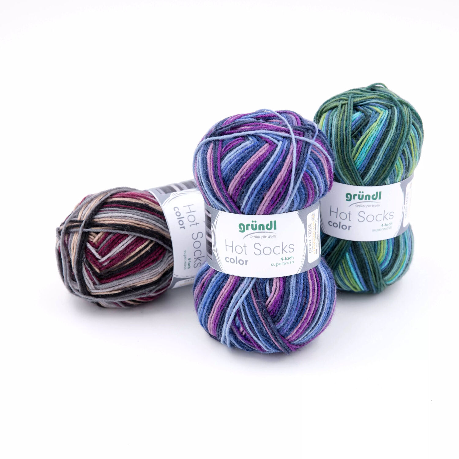 Strumpfwolle Hot Socks color, 75% Schurwolle, 25% Polyamid, Oeko-Tex Standard, 50g, 210m, Farbe 401, berry mix Bild 3
