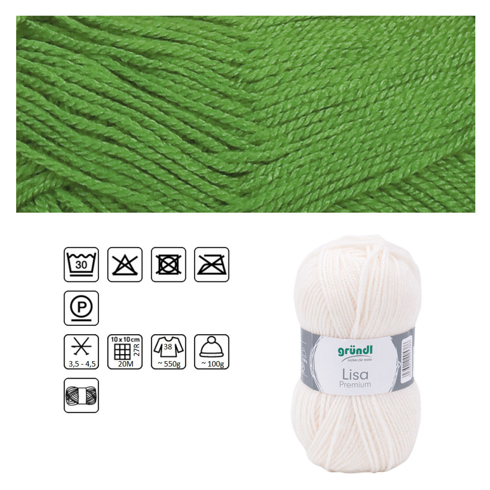 Strickgarn Lisa, 100% Polyacryl, Oeko-Tex Standard, 50g, 150m, Farbe 33, Maigrn