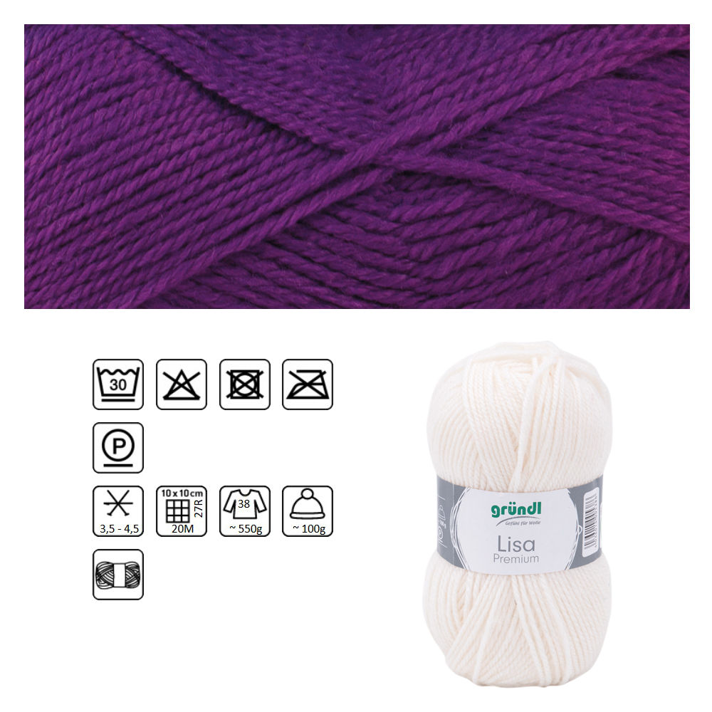 Strickgarn Lisa, 100% Polyacryl, Oeko-Tex Standard, 50g, 150m, Farbe 48, Purpur