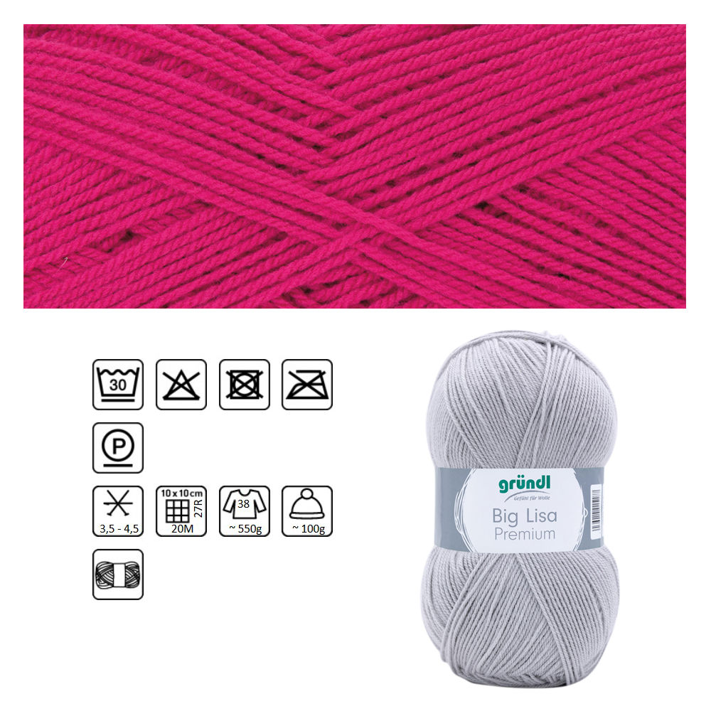 Strickgarn BIG Lisa Premium, 250g, 665m, Oeko-Tex-Standard, 100% Polyacryl, Farbe 76, Weinrot