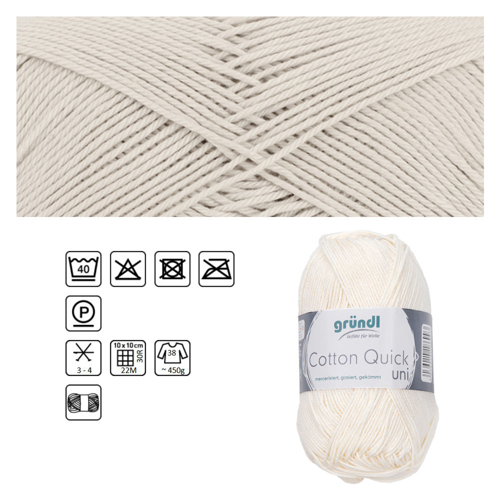 Cotton Quick uni, 100% Baumwolle, Oeko-Tex-Standard, 50g, 125m, Farbe 102, Sand