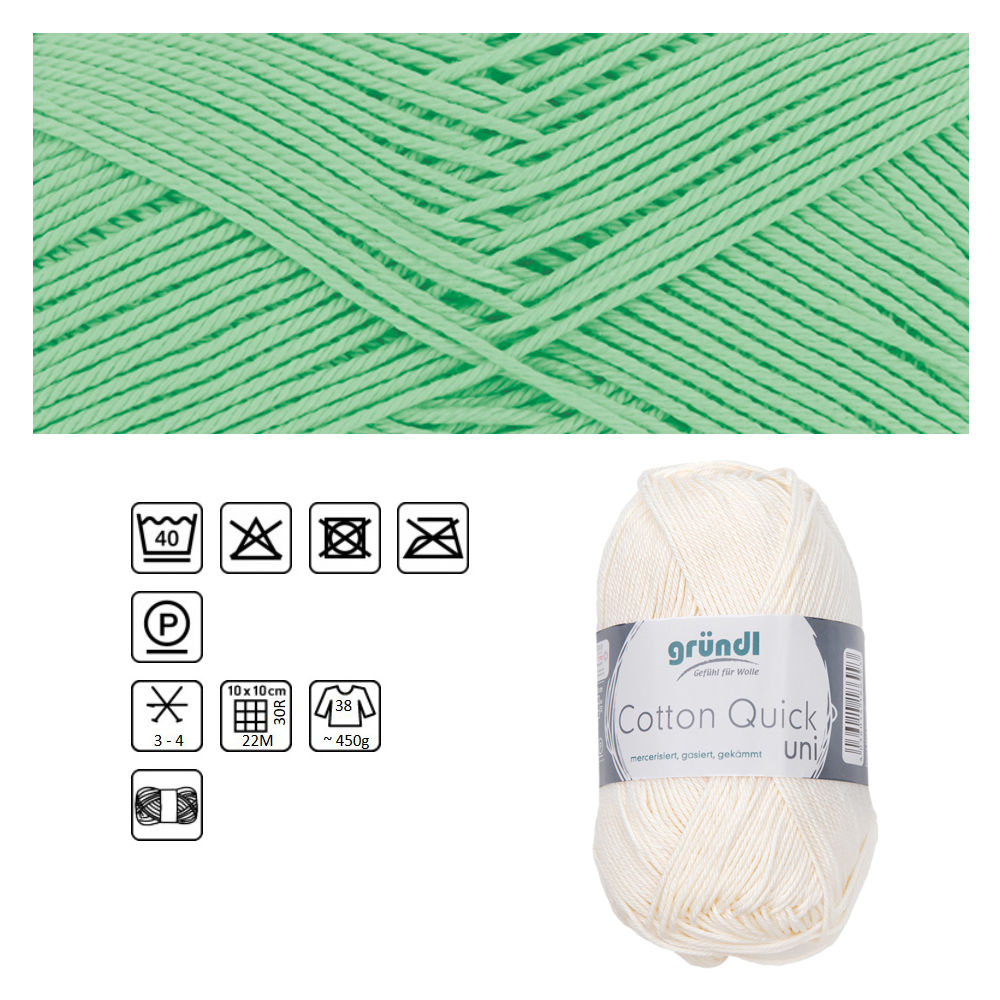 Cotton Quick uni, 100% Baumwolle, Oeko-Tex-Standard, 50g, 125m, Farbe 103, Kiwi