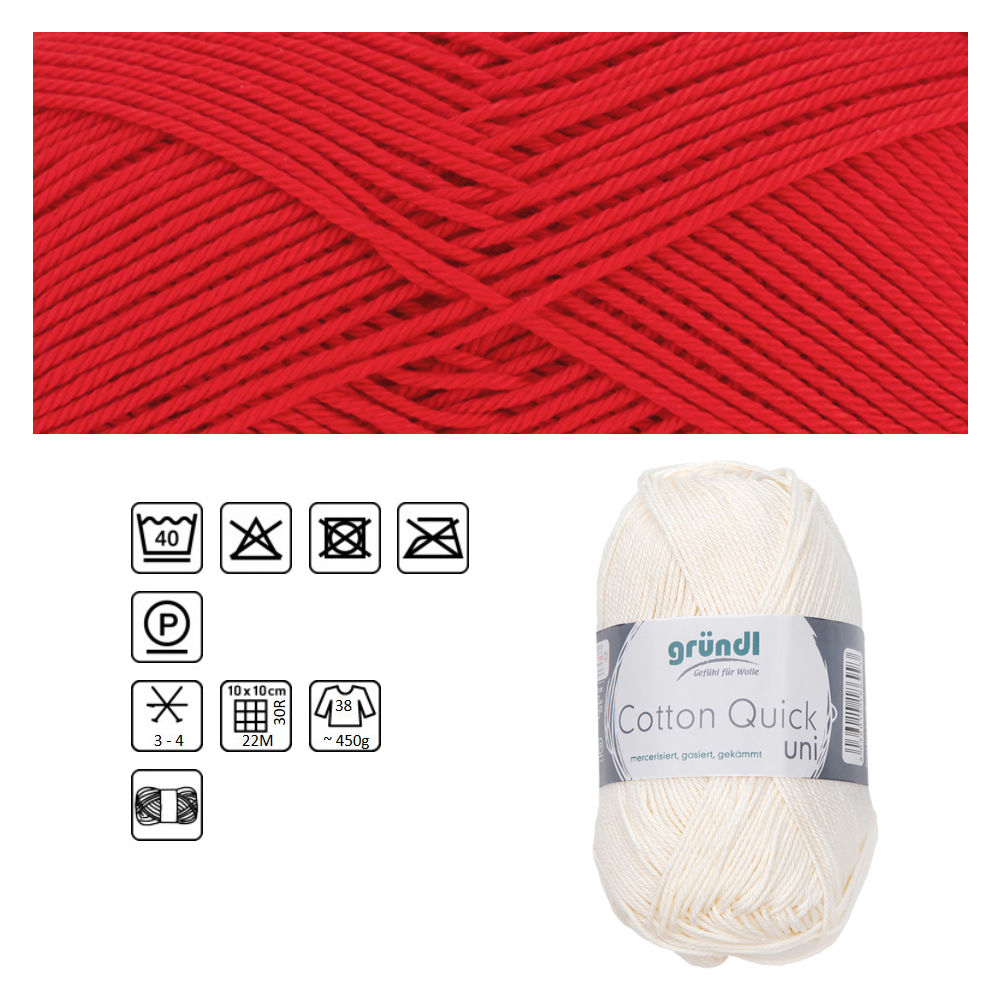 Cotton Quick uni, 100% Baumwolle, Oeko-Tex-Standard, 50g, 125m, Farbe 120, Kirsche