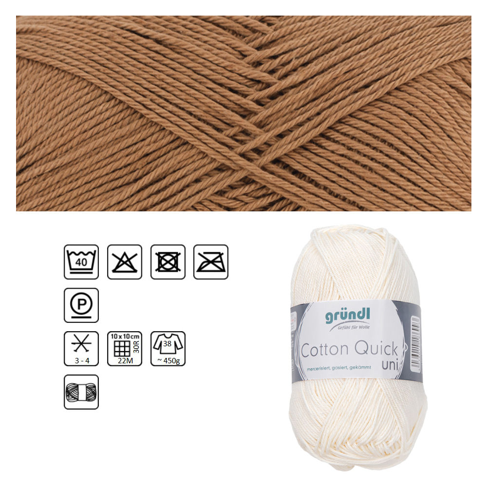 Cotton Quick uni, 100% Baumwolle, Oeko-Tex-Standard, 50g, 125m, Farbe 123, Caramell