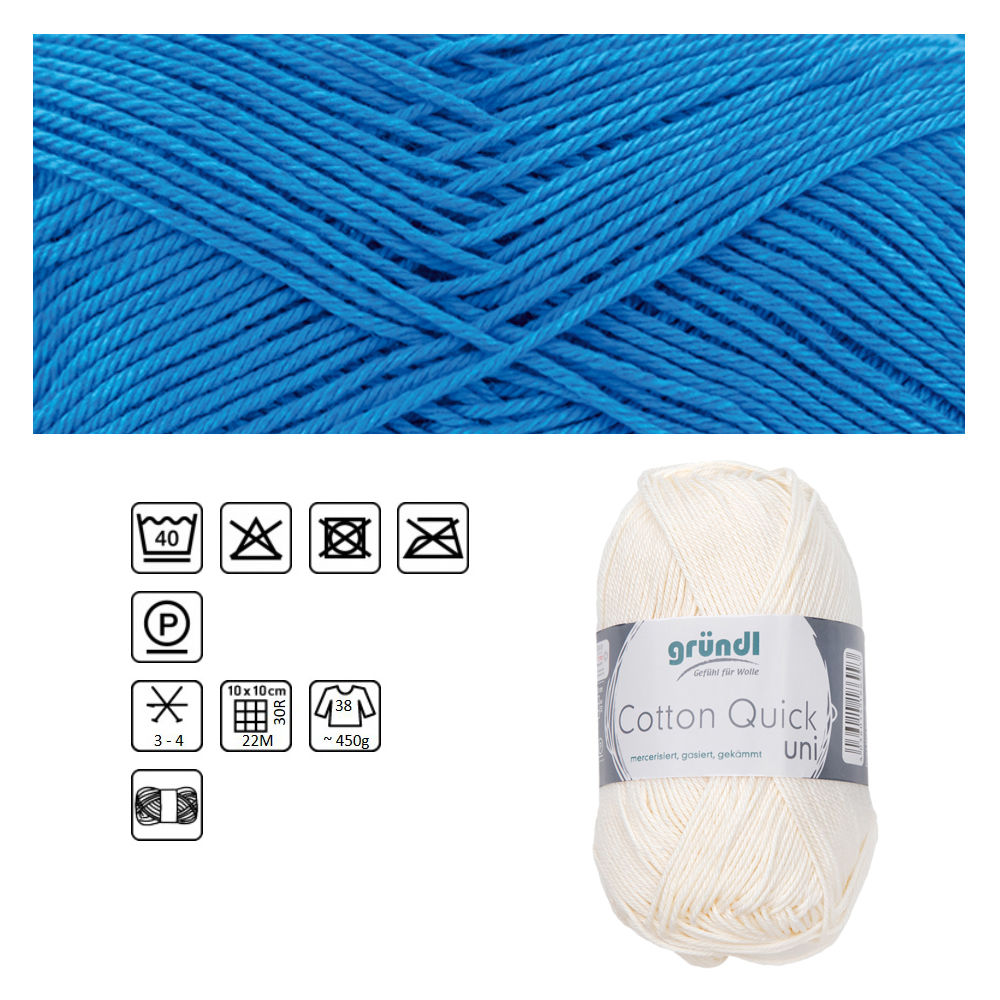 Cotton Quick uni, 100% Baumwolle, Oeko-Tex-Standard, 50g, 125m, Farbe 126, Mittelblau