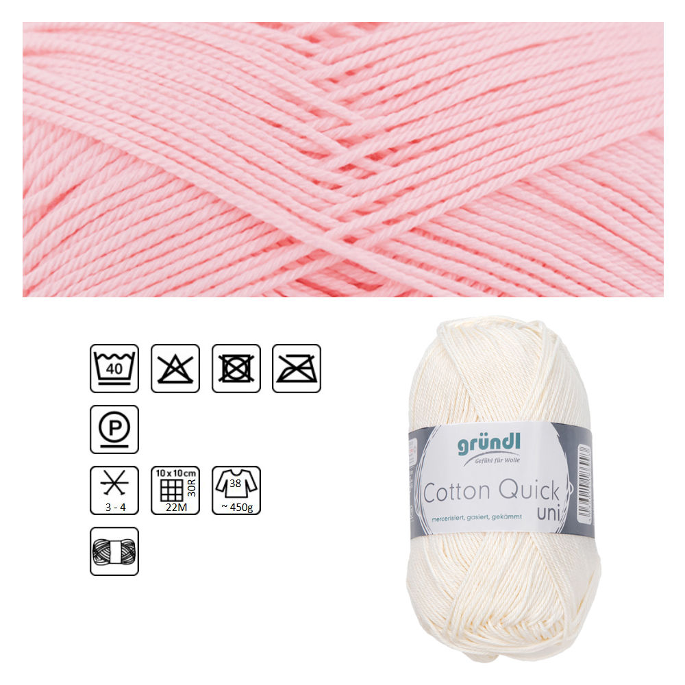 Cotton Quick uni, 100% Baumwolle, Oeko-Tex-Standard, 50g, 125m, Farbe 133, Hellrosa
