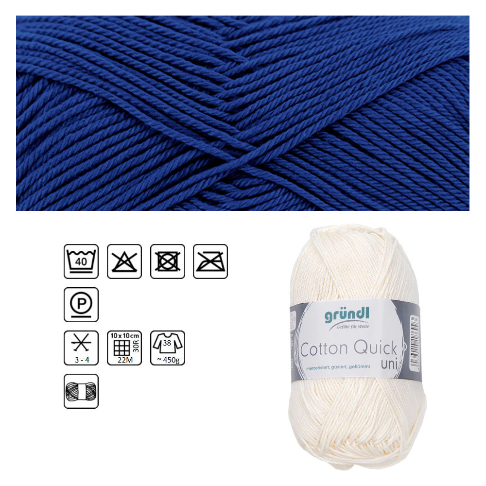 Cotton Quick uni, 100% Baumwolle, Oeko-Tex-Standard, 50g, 125m, Farbe 135, Marineblau