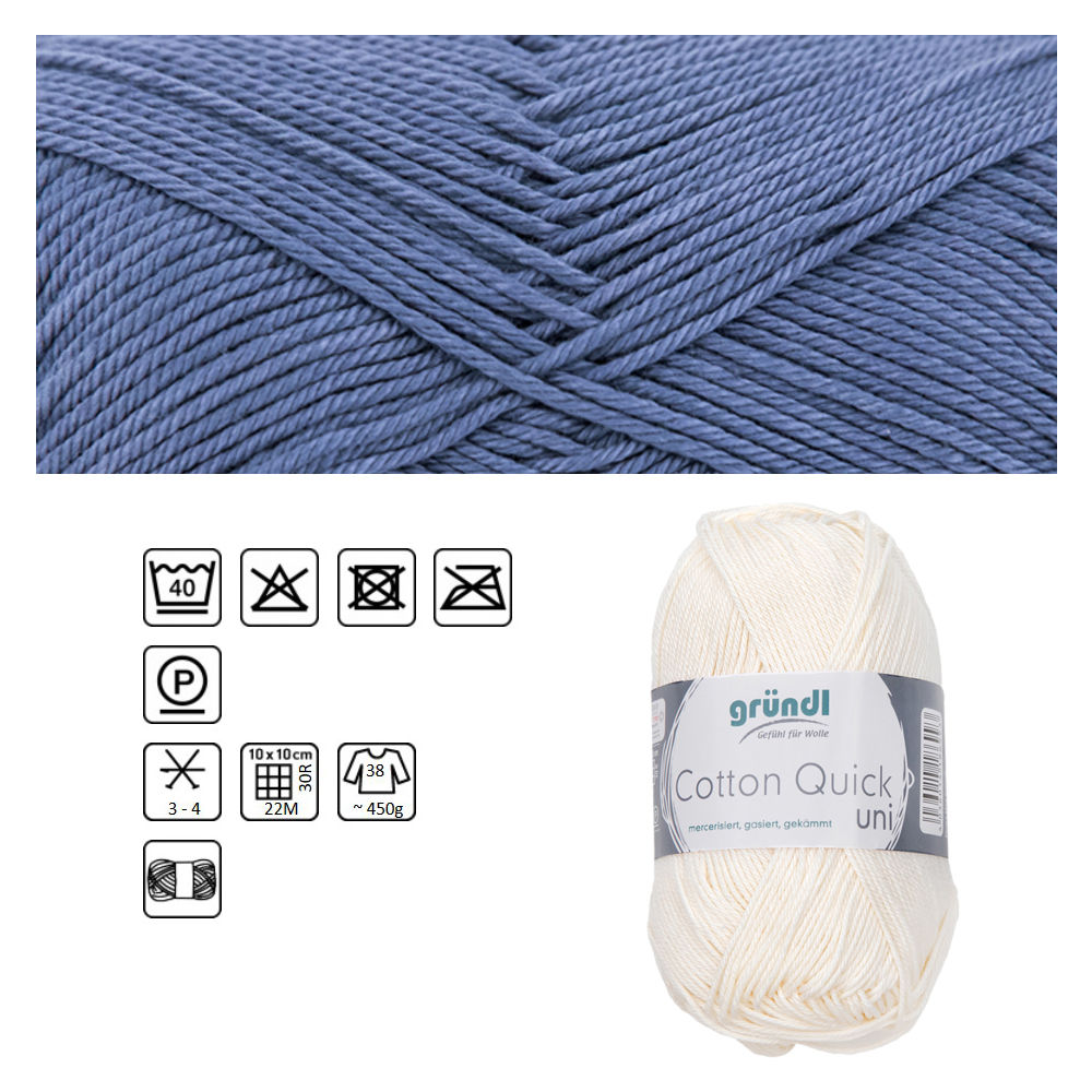 Cotton Quick uni, 100% Baumwolle, Oeko-Tex-Standard, 50g, 125m, Farbe 137, Graublau