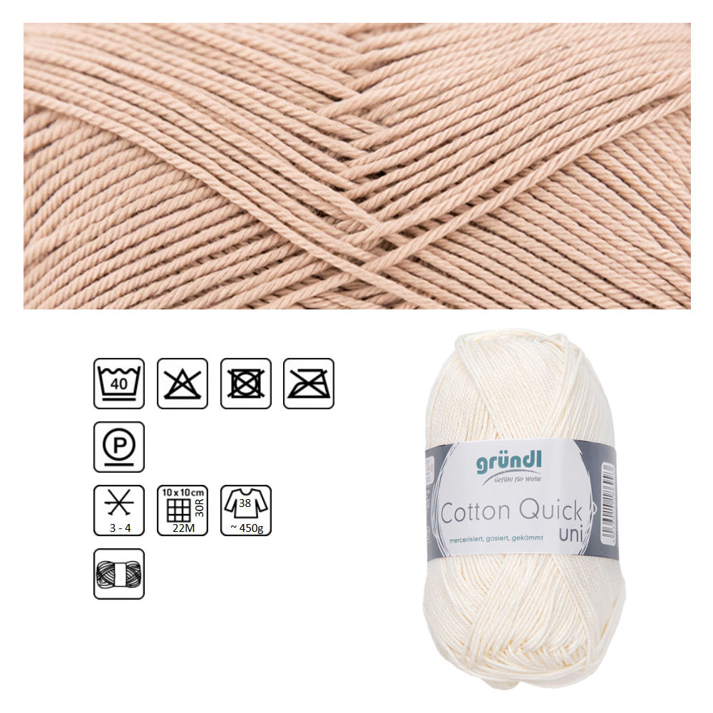 Cotton Quick uni, 100% Baumwolle, Oeko-Tex-Standard, 50g, 125m, Farbe 139, Beige
