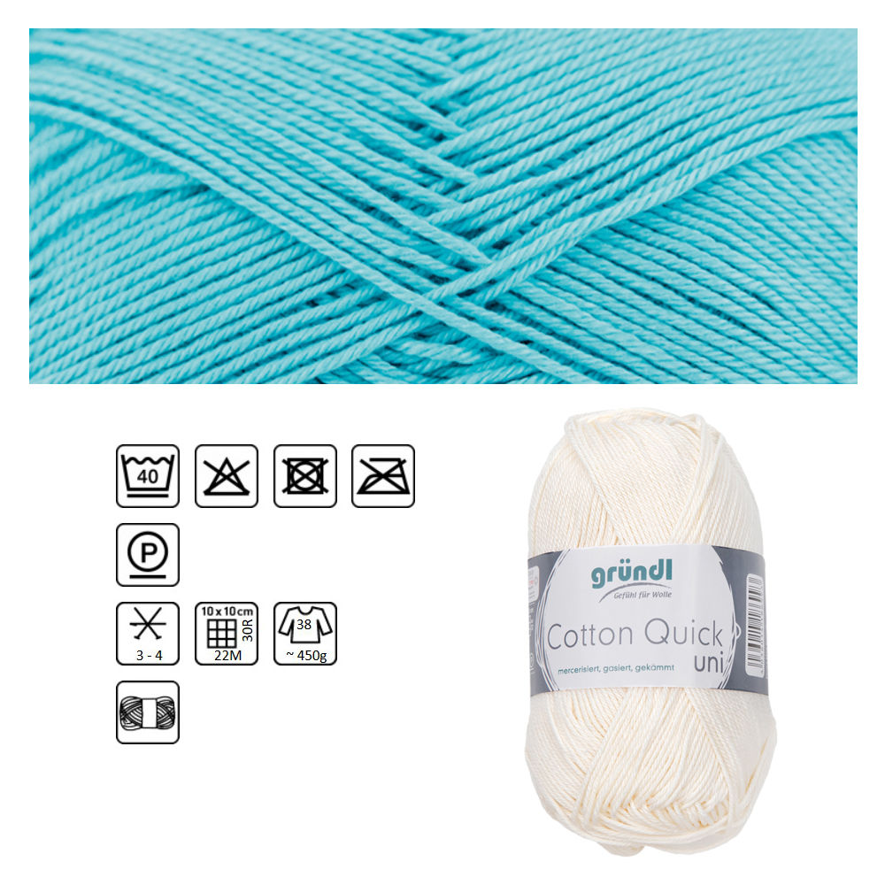 Cotton Quick uni, 100% Baumwolle, Oeko-Tex-Standard, 50g, 125m, Farbe 141, Babyblau