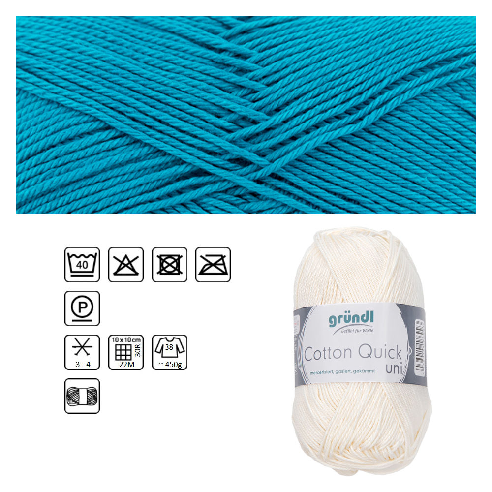 Cotton Quick uni, 100% Baumwolle, Oeko-Tex-Standard, 50g, 125m, Farbe 143, Petrol