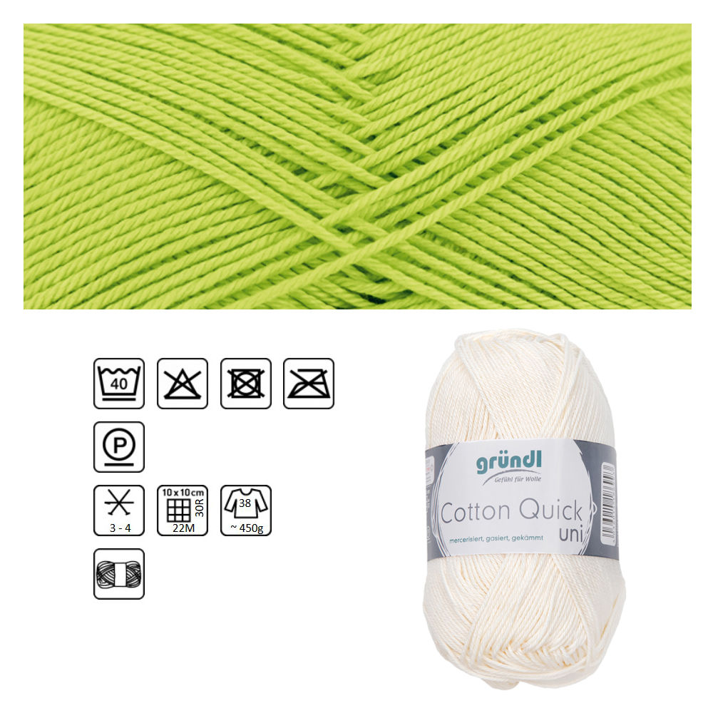 Cotton Quick uni, 100% Baumwolle, Oeko-Tex-Standard, 50g, 125m, Farbe 144, Hellgrn