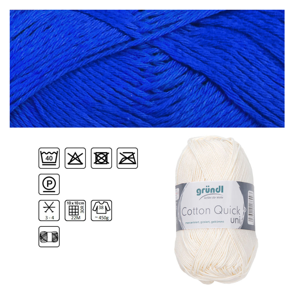 Cotton Quick uni, 100% Baumwolle, Oeko-Tex-Standard, 50g, 125m, Farbe 89, Royalblau