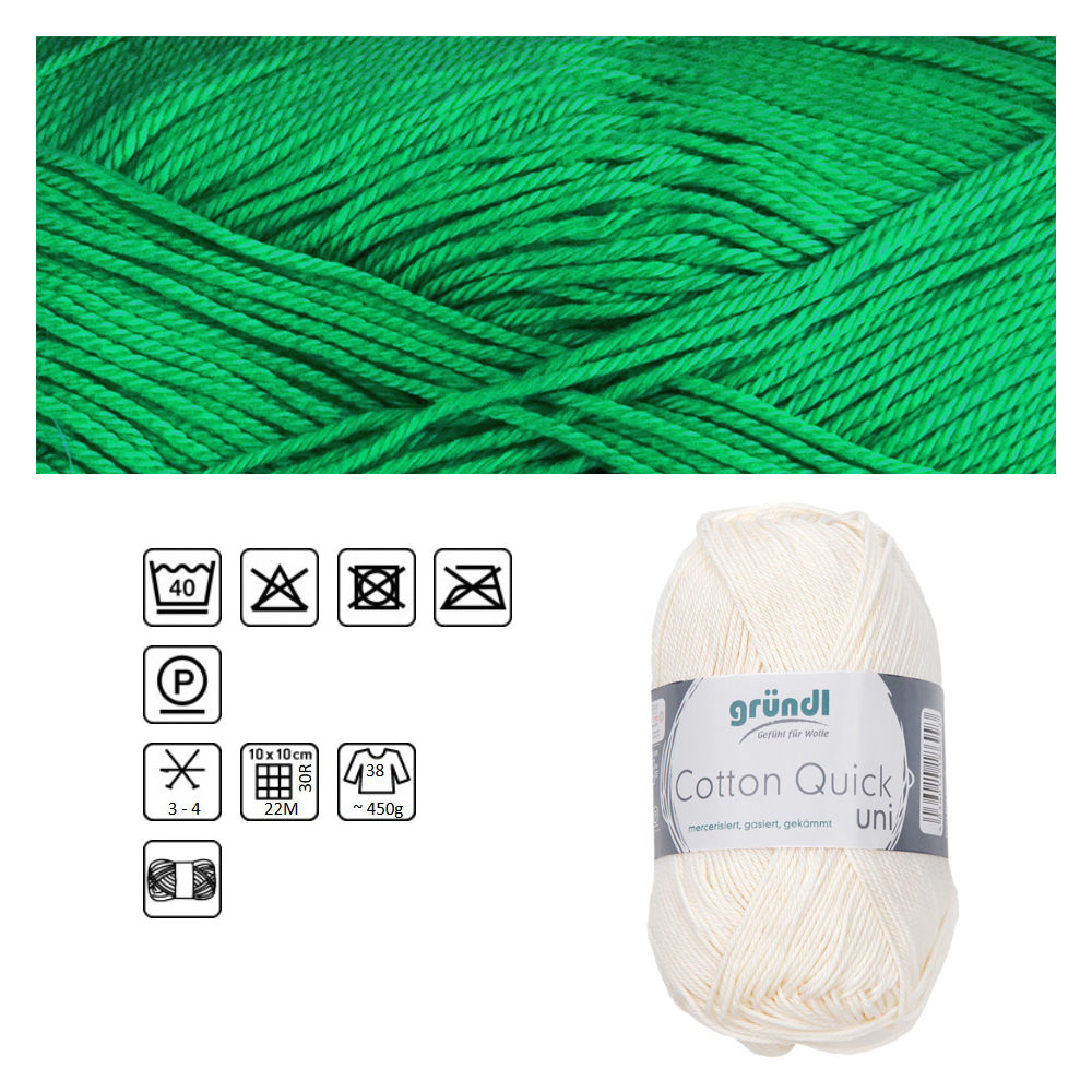 Cotton Quick uni, 100% Baumwolle, Oeko-Tex-Standard, 50g, 125m, Farbe 90, Smaragd