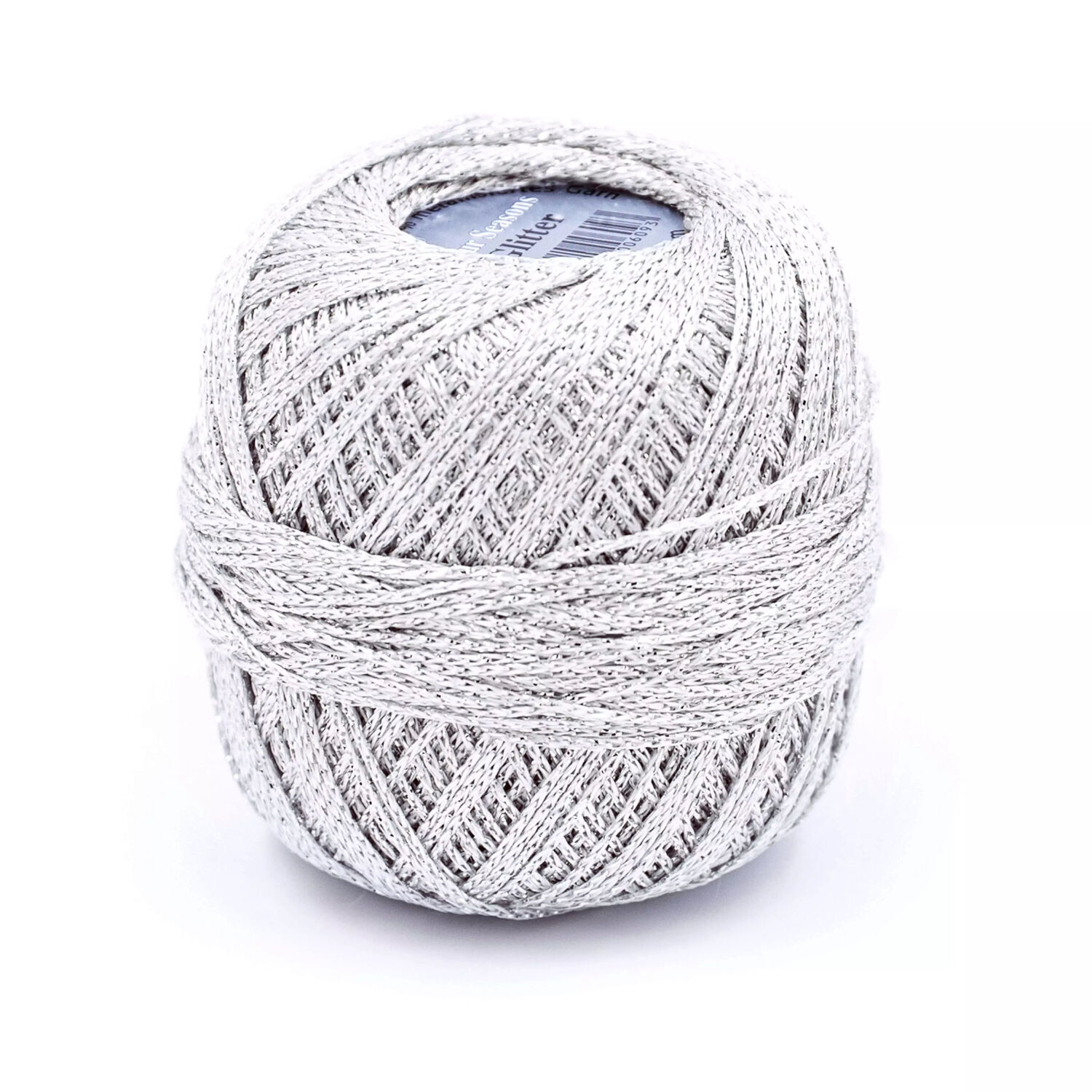 Hkel- und Strickgarn Glitter uni, 90,5 % Viskose und 9,5 % Polyester, 25g, 110m, Farbe 8202, Silber