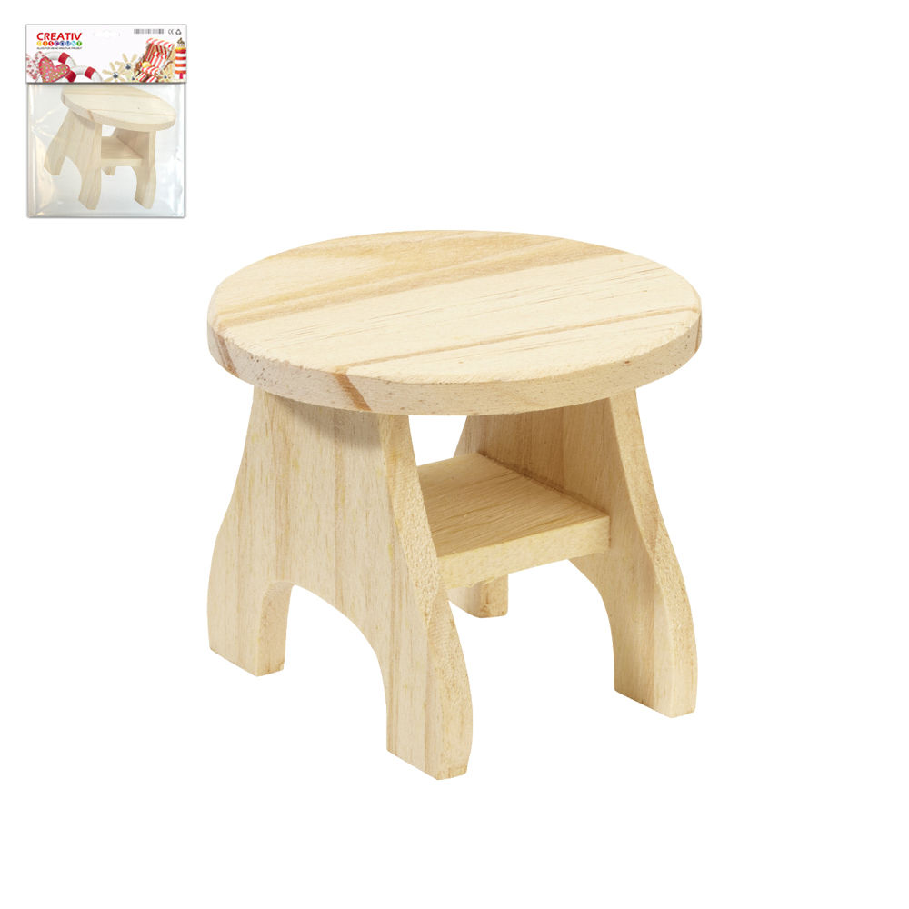 Wichtel Zubehör Möbel Miniatur Tisch und Stuhl Holz 4,5 x 4 x 3,5 cm -  2-teilig