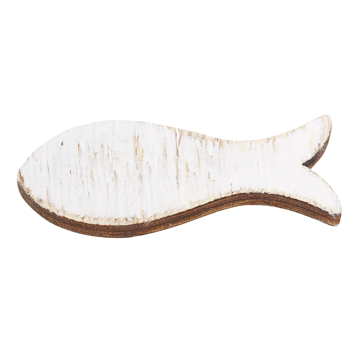 NEU Holz-Fische, 6 cm, Box mit 5 Stck, weiss