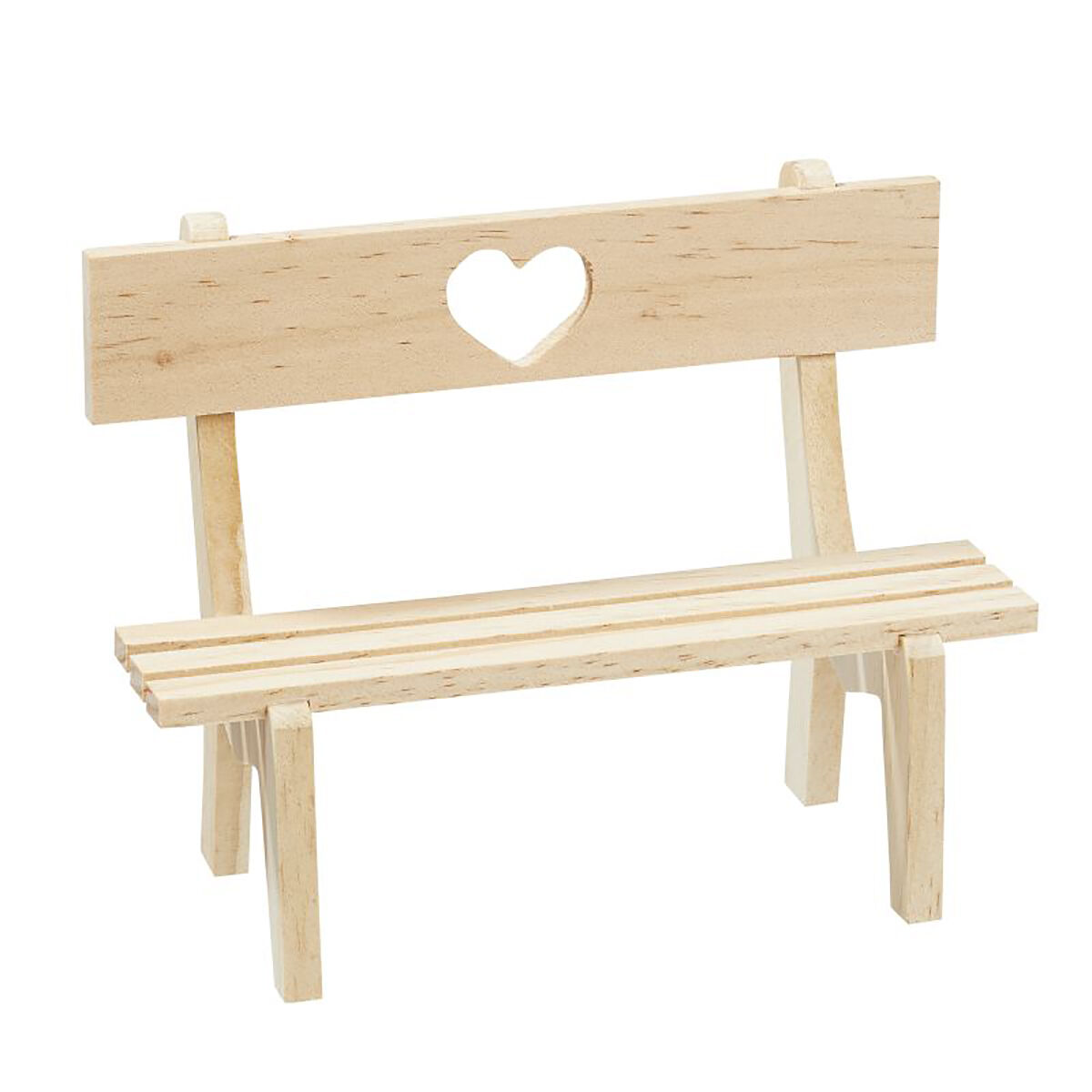 NEU Miniatur-Holzbank mit Herz, Gre 13 x 6 x 8,5 cm, natur