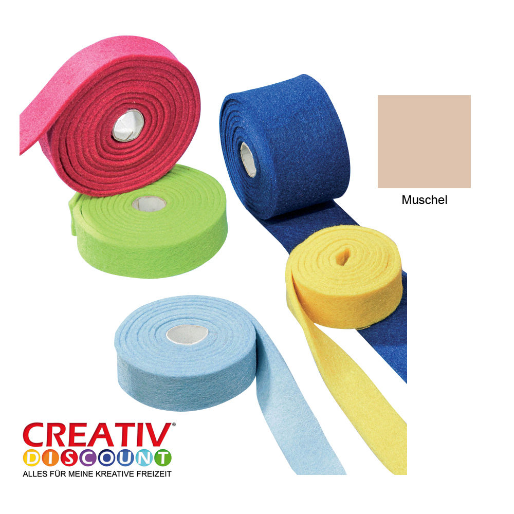 Trendy Filzband, B:4cm L:1,5m, Muschel