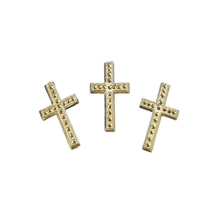 Streuteile: Kreuz, gold, ca. 3cm, 6 Stück