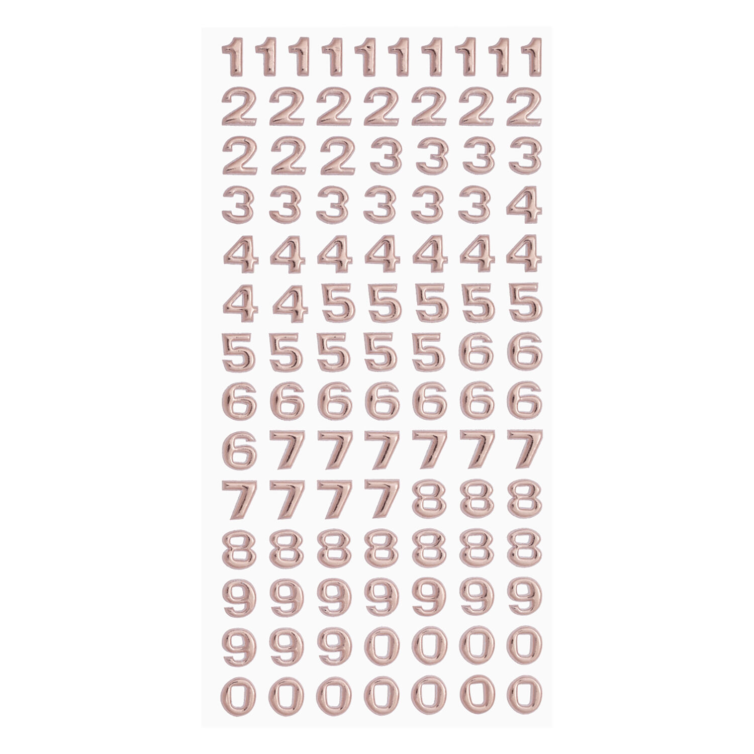 NEU SOFTY 3-D Sticker / Aufkleber, Zahlen, rosé-gold, 1 Bogen