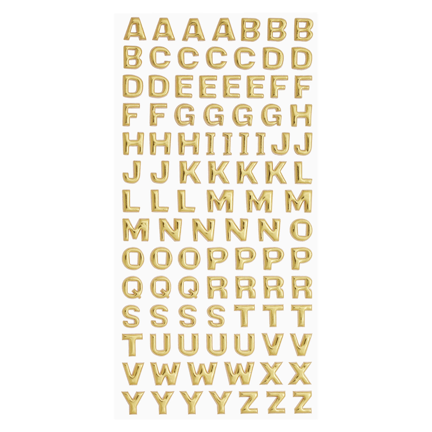NEU SOFTY 3-D Sticker / Aufkleber, Grobuchstaben / Alphabet, gold, 1 Bogen