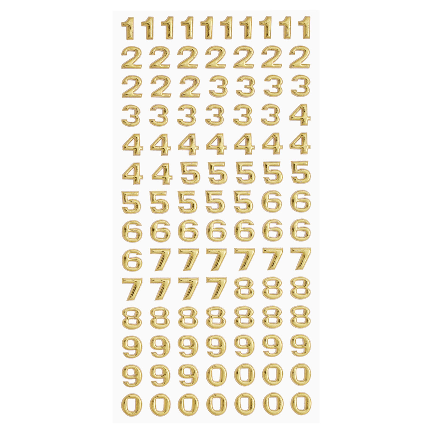 NEU SOFTY 3-D Sticker / Aufkleber, Zahlen, gold, 1 Bogen