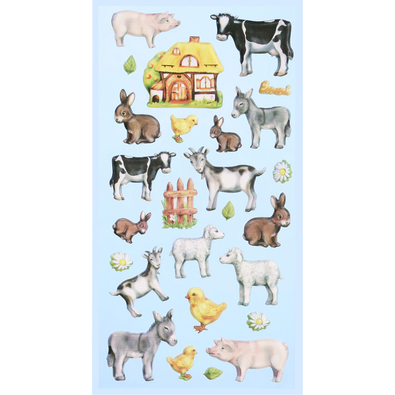 NEU SOFTY 3-D Sticker / Aufkleber, Bauernhof Tiere, 1 Bogen