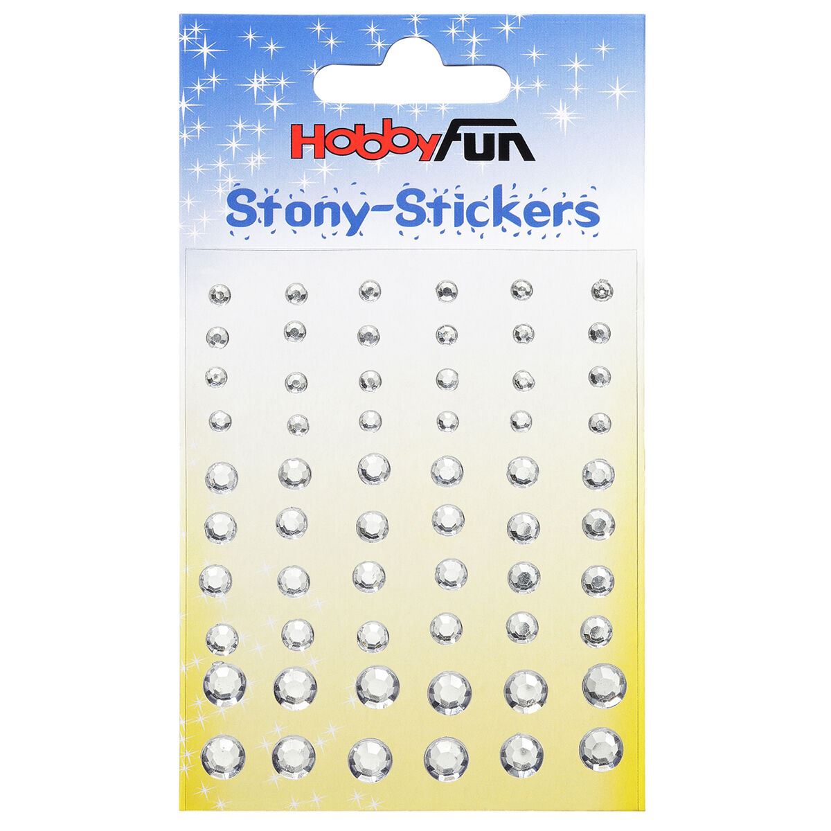 NEU STONY-Sticker rund, 3 Gren sortiert, 60 Stck, kristallfarben