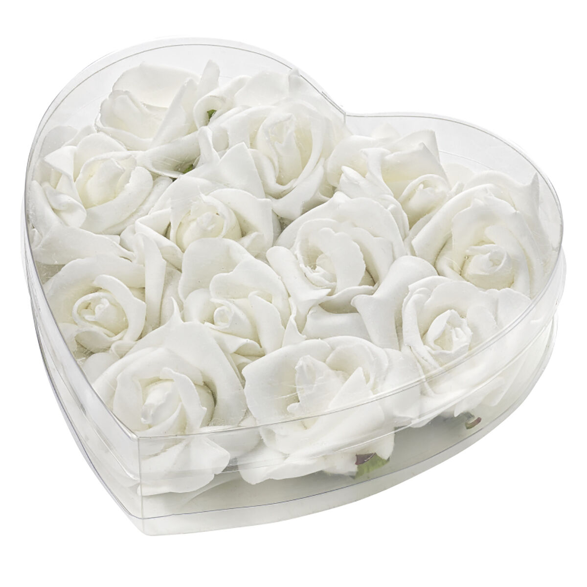 NEU Deko-Rosen, weiss, Gre 5 cm, Herzbox mit 12 Stck